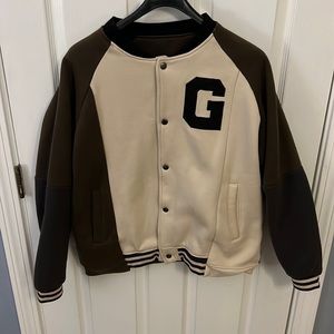 Vintage earth tone varsity jacket.